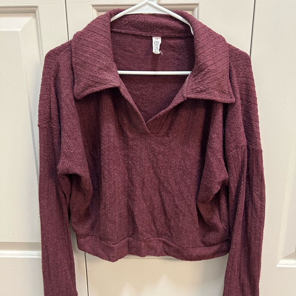 Plush Burgundy Long Sleeve Top